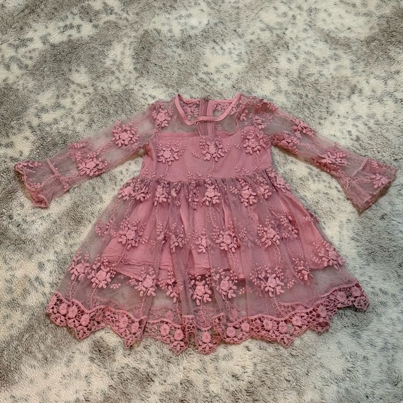 Other - NJXD Pink Lace Floral Dress